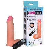 Фаллическая насадка Харнесс UNICOCK 5,5  с вибрацией - 17 см. - LOVETOY (А-Полимер) - купить с доставкой в Химках