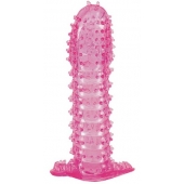 Гелевая розовая насадка с шипами - 12 см. - Toyfa Basic - в Химках купить с доставкой