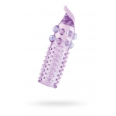 Гелевая фиолетовая насадка с шариками, шипами и усиком - 11 см. - Toyfa Basic - в Химках купить с доставкой