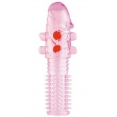 Гелевая розовая насадка с шариками и шипами - 14 см. - ToyFa - в Химках купить с доставкой