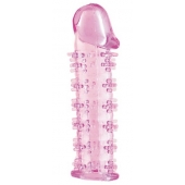 Гелевая розовая насадка на фаллос с шипами - 12 см. - Toyfa Basic - в Химках купить с доставкой