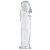 Гладкая прозрачная насадка с усиками под головкой - 12,5 см. - Toyfa Basic - в Химках купить с доставкой