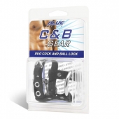 Утяжка на пенис на замочке Duo Cock And Ball Lock - BlueLine - купить с доставкой в Химках