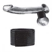 Чёрная утяжка на мошонку 1  Velcro Ball Stretcher - BlueLine - купить с доставкой в Химках