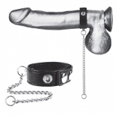 Утяжка на пенис с поводком Snap Cock Ring With 12  Leash - BlueLine - купить с доставкой в Химках