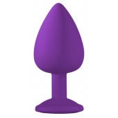 Большая фиолетовая анальная пробка Emotions Cutie Large с голубым кристаллом - 10 см. - Lola Games - купить с доставкой в Химках