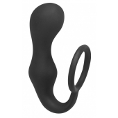 Чёрное эрекционное кольцо с анальной пробкой Double Pleasure Anal Plug - Lola Games - в Химках купить с доставкой