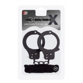 Чёрные наручники из листового металла в комплекте с веревкой BONDX METAL CUFFS LOVE ROPE SET - Dream Toys - купить с доставкой в Химках