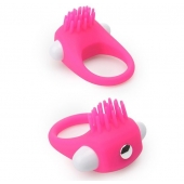 Розовое эрекционное кольцо с щеточкой LIT-UP SILICONE STIMU RING 5 - Dream Toys - в Химках купить с доставкой