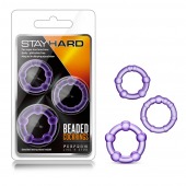 Набор из 3 фиолетовых эрекционных колец Stay Hard Beaded Cockrings - Blush Novelties - в Химках купить с доставкой