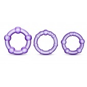 Набор из 3 фиолетовых эрекционных колец Stay Hard Beaded Cockrings - Blush Novelties - в Химках купить с доставкой