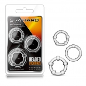 Набор из 3 прозрачных эрекционных колец Stay Hard Beaded Cockrings - Blush Novelties - в Химках купить с доставкой