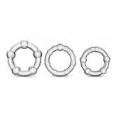 Набор из 3 прозрачных эрекционных колец Stay Hard Beaded Cockrings - Blush Novelties - в Химках купить с доставкой