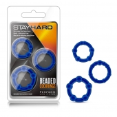 Набор из 3 синих эрекционных колец Stay Hard Beaded Cockrings - Blush Novelties - в Химках купить с доставкой