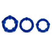 Набор из 3 синих эрекционных колец Stay Hard Beaded Cockrings - Blush Novelties - в Химках купить с доставкой