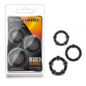 Набор из 3 чёрных эрекционных колец Stay Hard Beaded Cockrings - Blush Novelties - в Химках купить с доставкой