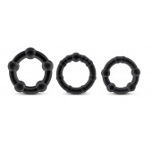 Набор из 3 чёрных эрекционных колец Stay Hard Beaded Cockrings - Blush Novelties - в Химках купить с доставкой