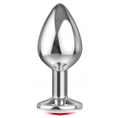 Большая серебристая анальная пробка Diamond Red Sparkle Large с красным кристаллом - 8 см. - Lola Games - купить с доставкой в Химках
