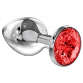 Большая серебристая анальная пробка Diamond Red Sparkle Large с красным кристаллом - 8 см. - Lola Games - купить с доставкой в Химках