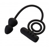 Чёрное эрекционное кольцо с вибропулькой и анальным хвостом - Erotist Adult Toys - в Химках купить с доставкой