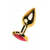 Золотистая анальная пробка с кристаллом-сердцем - 7,5 см. - ToyFa - купить с доставкой в Химках