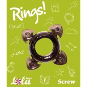 Чёрное эрекционное кольцо Rings Screw - Lola Games - в Химках купить с доставкой