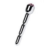 Серебристый уретральный плаг со стразом - 7 см. - ToyFa - купить с доставкой в Химках