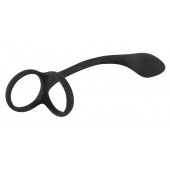 Эрекционное кольцо с утяжкой на мошонку и анальным плаг Black Velvets - Orion - в Химках купить с доставкой