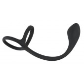 Эрекционное кольцо с утяжкой на мошонку и анальным плаг Black Velvets - Orion - в Химках купить с доставкой