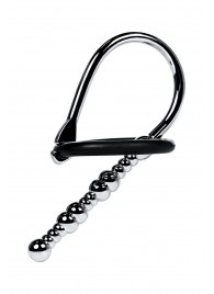 Серебристый уретральный плаг-бусины TOYFA Metal с мягким фиксириющим кольцом - ToyFa - купить с доставкой в Химках