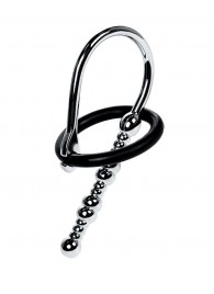 Серебристый уретральный плаг-бусины TOYFA Metal с мягким фиксириющим кольцом - ToyFa - купить с доставкой в Химках