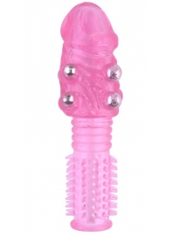 Стимулирующая розовая насадка с шишечками и шипами - 13,5 см. - Toyfa Basic - в Химках купить с доставкой