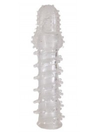 Прозрачная, закрытая насадка с шипами и точками - 13,5 см. - Toyfa Basic - в Химках купить с доставкой