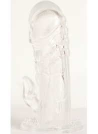 Прозрачная гелевая насадка с клиторальным отростком - 13 см. - Toyfa Basic - в Химках купить с доставкой