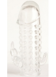 Гелевая прозрачная насадка с 2 отростками - 13 см. - Toyfa Basic - в Химках купить с доставкой