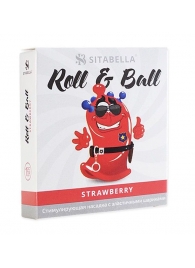 Стимулирующий презерватив-насадка Roll   Ball Strawberry - Sitabella - купить с доставкой в Химках