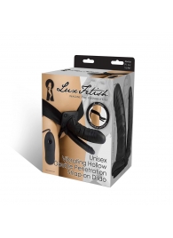Полый страпон с двумя отростками и вибрацией Unisex Vibrating Hollow Strap-On Double Penetrating Dildo - 17,8 см. - Lux Fetish - купить с доставкой в Химках