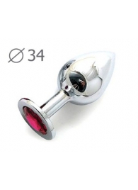 Коническая серебристая анальная втулка с малиновым кристаллом - 8,2 см. - Anal Jewelry Plug - купить с доставкой в Химках