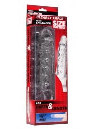 Прозразная закрытая насадка на пенис с поддержкой мошонки Clearly Ample Penis Enhancer - 22 см. - XR Brands - в Химках купить с доставкой