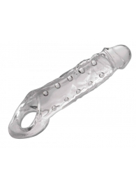 Прозразная закрытая насадка на пенис с поддержкой мошонки Clearly Ample Penis Enhancer - 22 см. - XR Brands - в Химках купить с доставкой