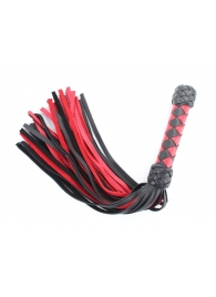 Черно-красная клеть с плетеной ручкой с ромбовидным узором - 45 см. - БДСМ Арсенал - купить с доставкой в Химках