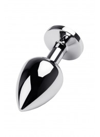 Серебристая коническая анальная пробка с красным кристаллом - 8 см. - ToyFa - купить с доставкой в Химках