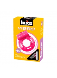 Розовое эрекционное виброкольцо Luxe VIBRO  Ужас Альпиниста  + презерватив - Luxe - в Химках купить с доставкой