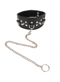 Черный ошейник с шипами и металлическим поводком-цепочкой - Notabu - купить с доставкой в Химках