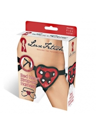 Трусики с красным сердечком для страпона - Lux Fetish - купить с доставкой в Химках