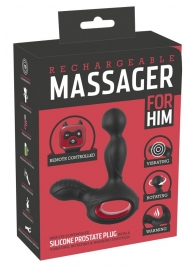 Черный вибромассажер простаты с нагревом и ротацией Prostate Plug - 14,5 см. - Orion - в Химках купить с доставкой