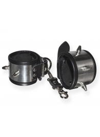 Серебристо-черные наручники с шипами и металлическим блеском - Sitabella - купить с доставкой в Химках