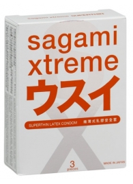 Ультратонкие презервативы Sagami Xtreme SUPERTHIN - 3 шт. - Sagami - купить с доставкой в Химках