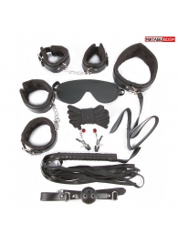 Большой игровой набор БДСМ: наручники, оковы, маска, кляп, плеть, ошейник с поводком, верёвка, зажимы для сосков - Notabu - купить с доставкой в Химках