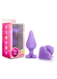 Фиолетовая анальная пробка Naughty Candy Heart Do Me Now - 8,9 см. - Blush Novelties - купить с доставкой в Химках